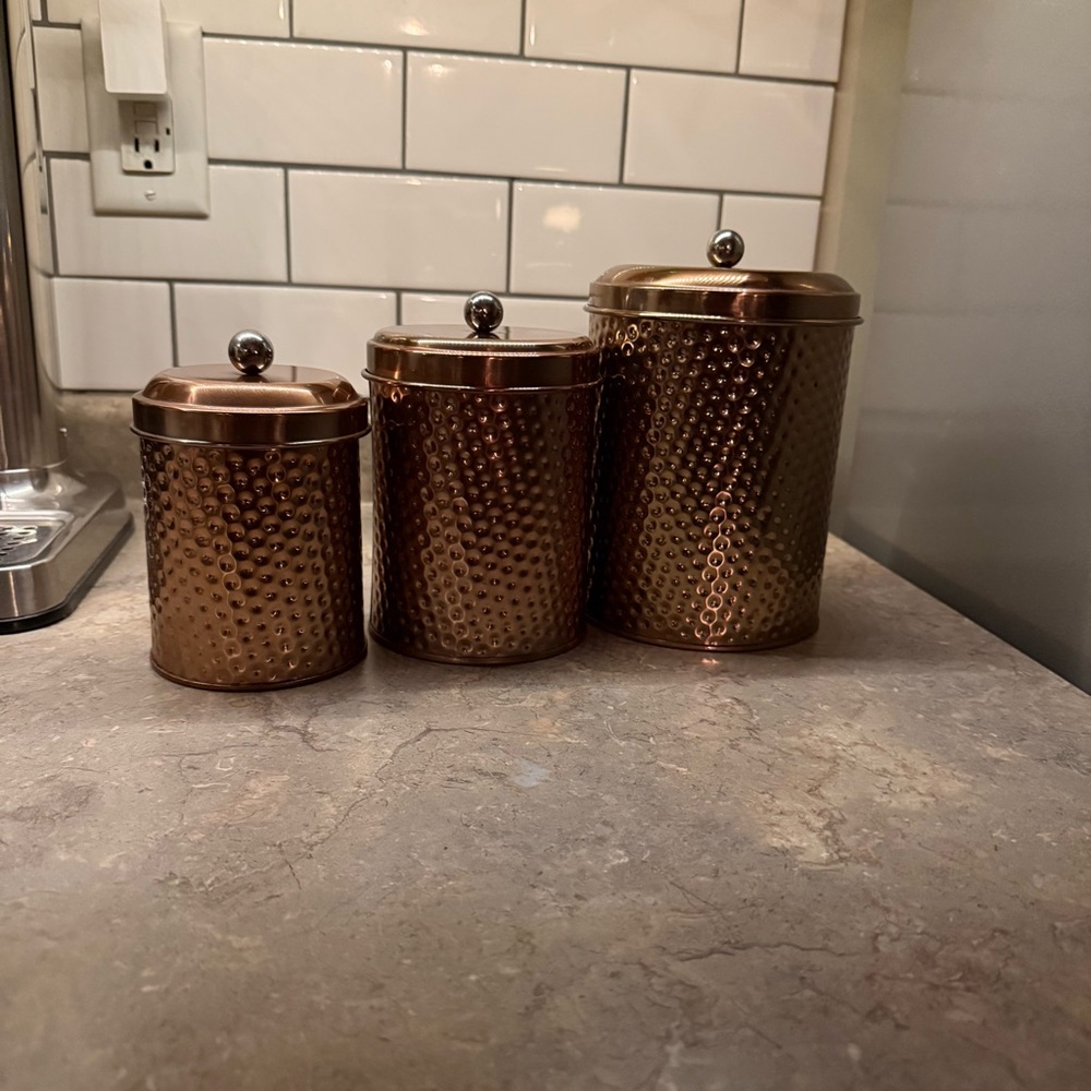 Copper Hammered Canister Set